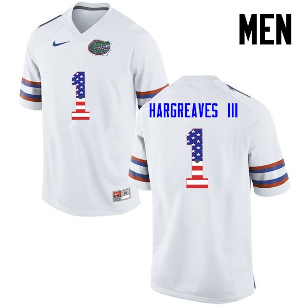 NCAA Florida Gators Vernon Hargreaves III Men's #1 USA Flag Fashion Nike White Stitched Authentic College Football Jersey VEQ7764SI